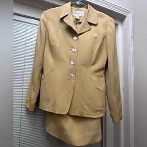 Elegant Tan Women's Blazer and Skirt Set